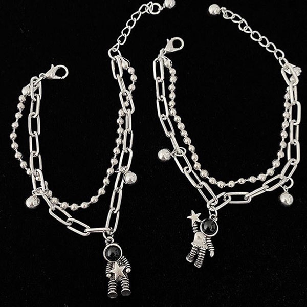 gelang double layer astronaut pendant bracelet jge112(1H4)