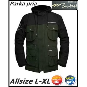Jaket  parka pria  jacket parka cowok BANKERS 107 bahan canvas premium allsize L-XL army-hitam COD