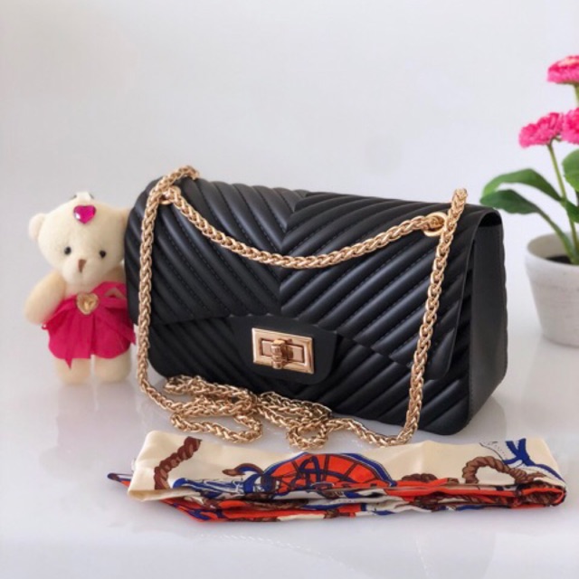  PROMO  Bw8010 22cm TAS  IMPORT Jelly matte Chevron salur 