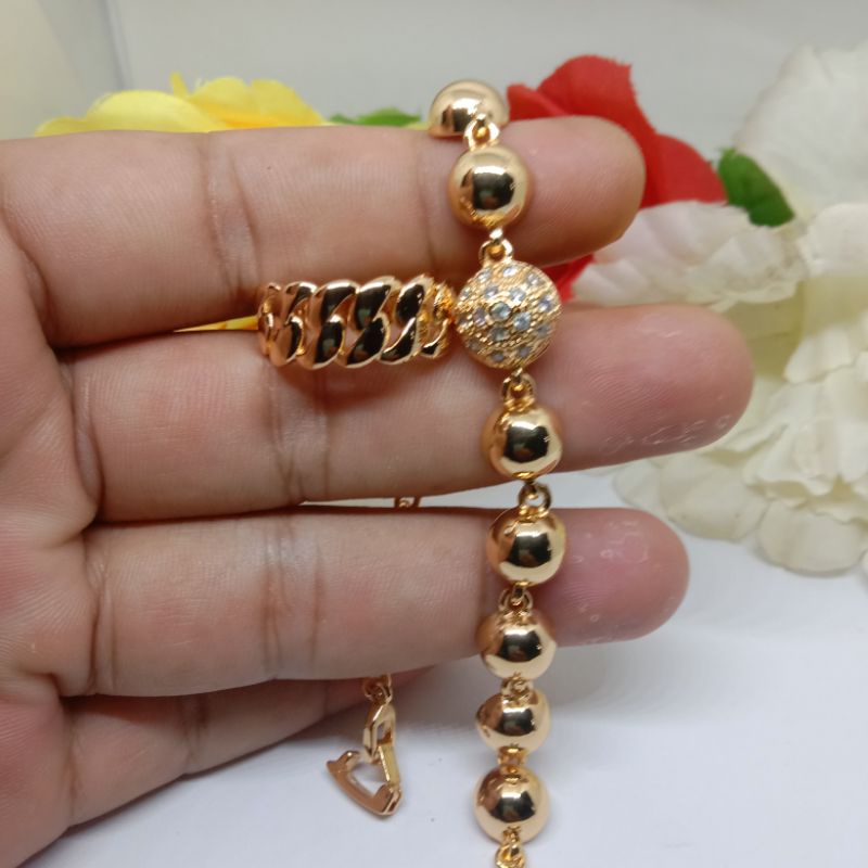 gelangtangan free cincin terbaru anti karat anti luntur terbaru, gelang tangan free cincin berlapis emas24K