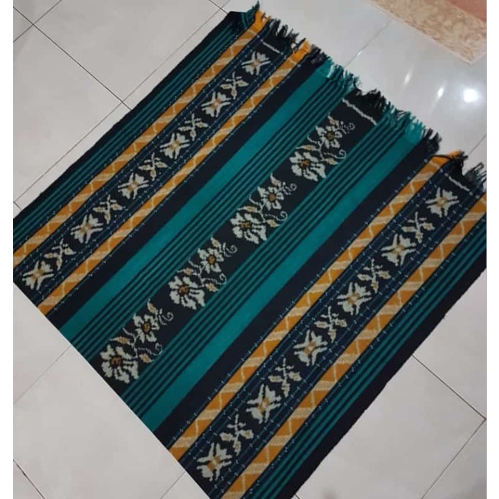 Tenun Troso blanket hijau toska motif bunga