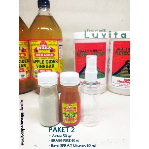 PAKET Aztec Secret Indian Healing Clay Mask dan Bragg Apple cider Vinegar