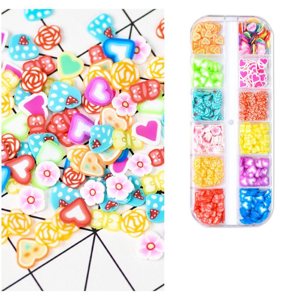 Suyo Stiker Nail Art Warna-Warni12Pola Desain 3D Slice Dekorasi Bentuk Hati Perlengkapan Hari Valentine