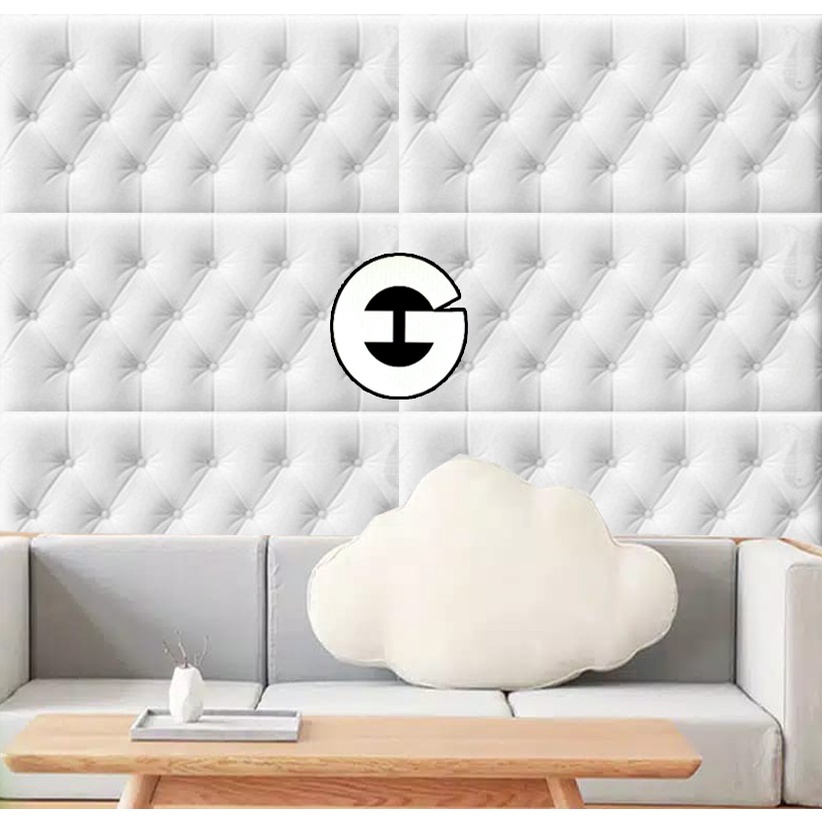 WA Wallpaper 3D Foam Headboard putih Dinding Busa Stiker Wall Foam Dinding Head Wall Sticker