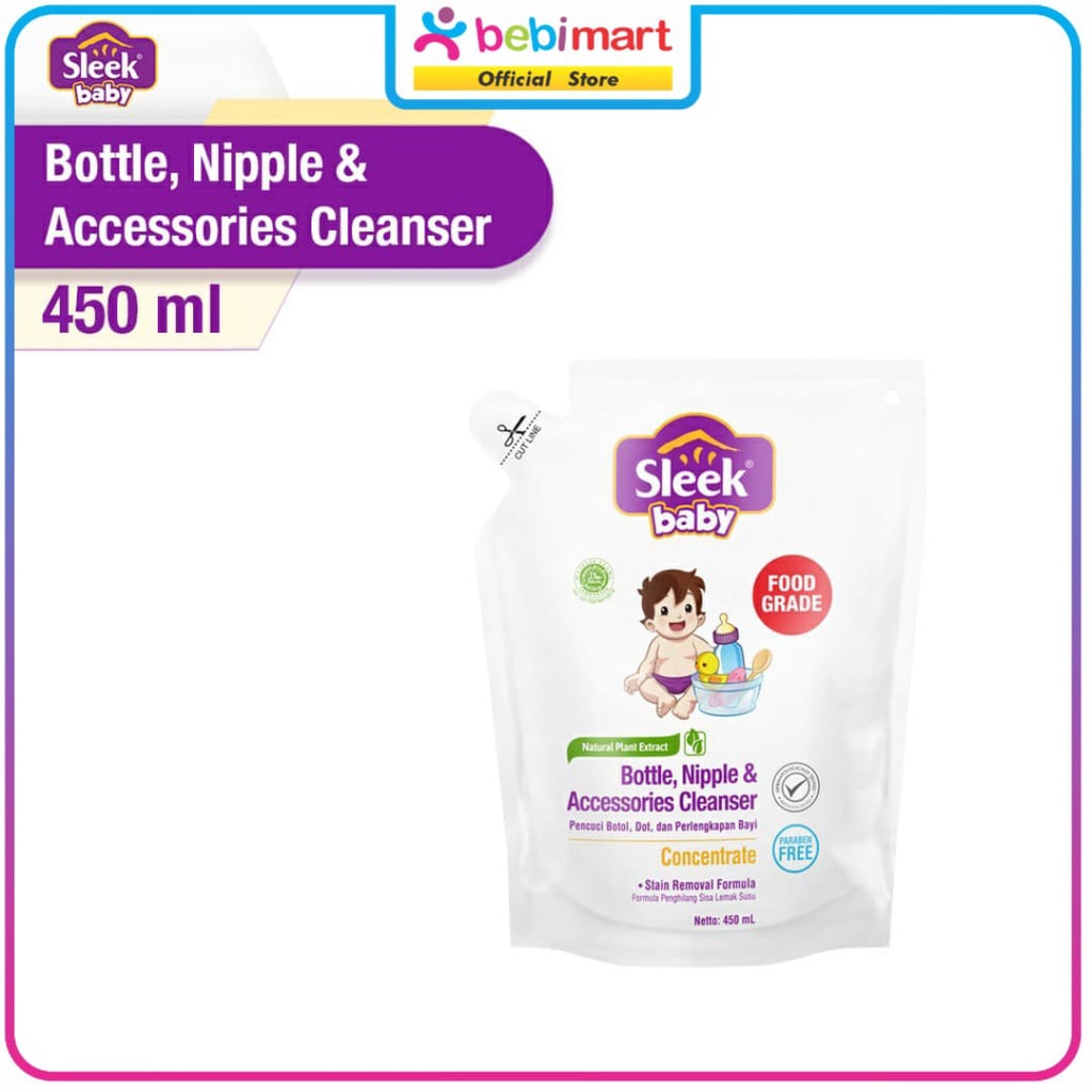 SLEEK BOTTLE AND ACCESSORIES CLEANSER REFILL 450ML DAN 900ML / SLEEK SABUN CUCI BOTOL / SABUN CUCI B