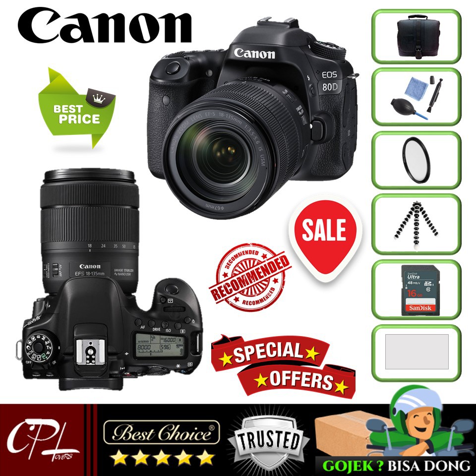 Canon EOS 80D Kit 18-135MM IS USM - PAKET LENGKAP