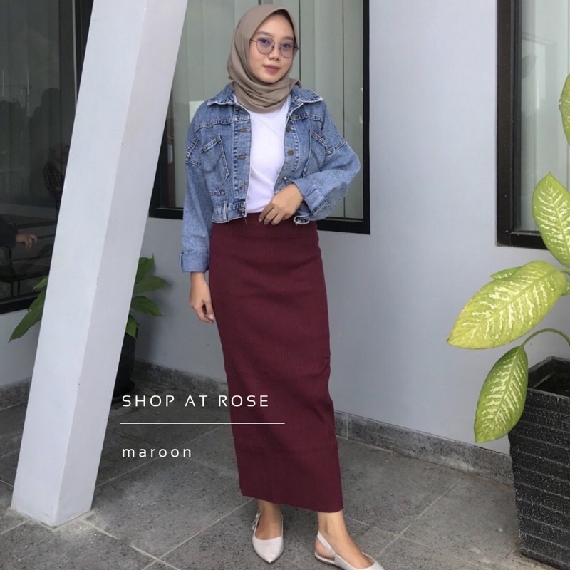 (BEST SELLER)Rok Knit Rajut Bangkok Bawahan Rok Span Premium Rok Flare Import