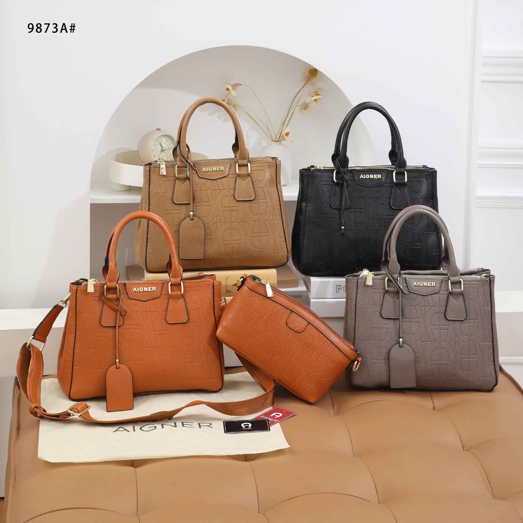 Embossed Leather Satchel 9873A
