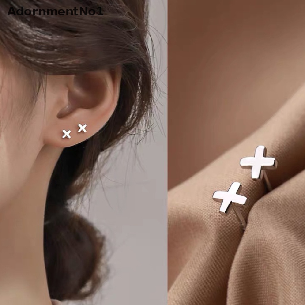 (AdornmentNo1) Anting Tusuk Bentuk X Bahan Metal Untuk Wanita