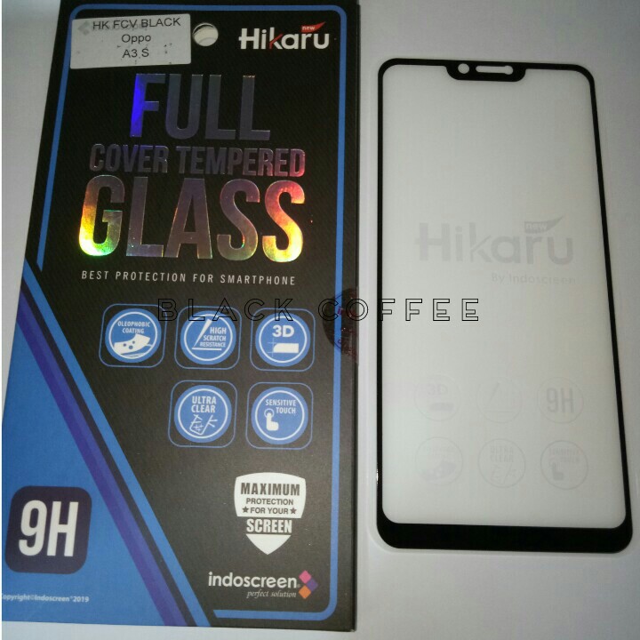 Tempered glass full oppo A3s screen guard Hikaru FCV