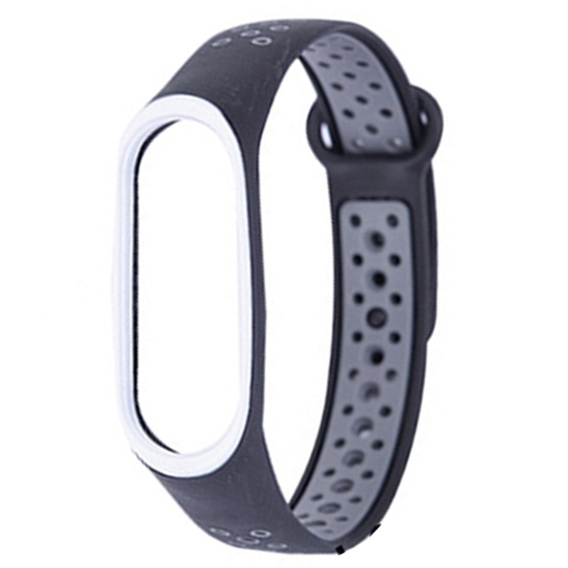 Sporty Strap Mi Band 4 / Mi Band 3 / M6 M5 M4 M3 Tali Jam Sport Xiaomi Mi Band OASE Sneakers-Hitam Abu