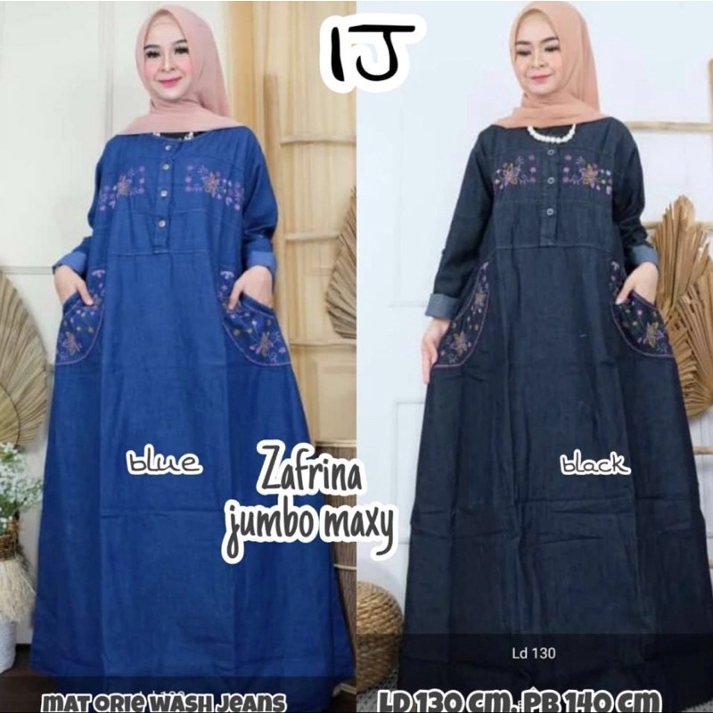 JUMBO DRESS DENIM ATASAN WANITA DRES MAXY LD 120 up