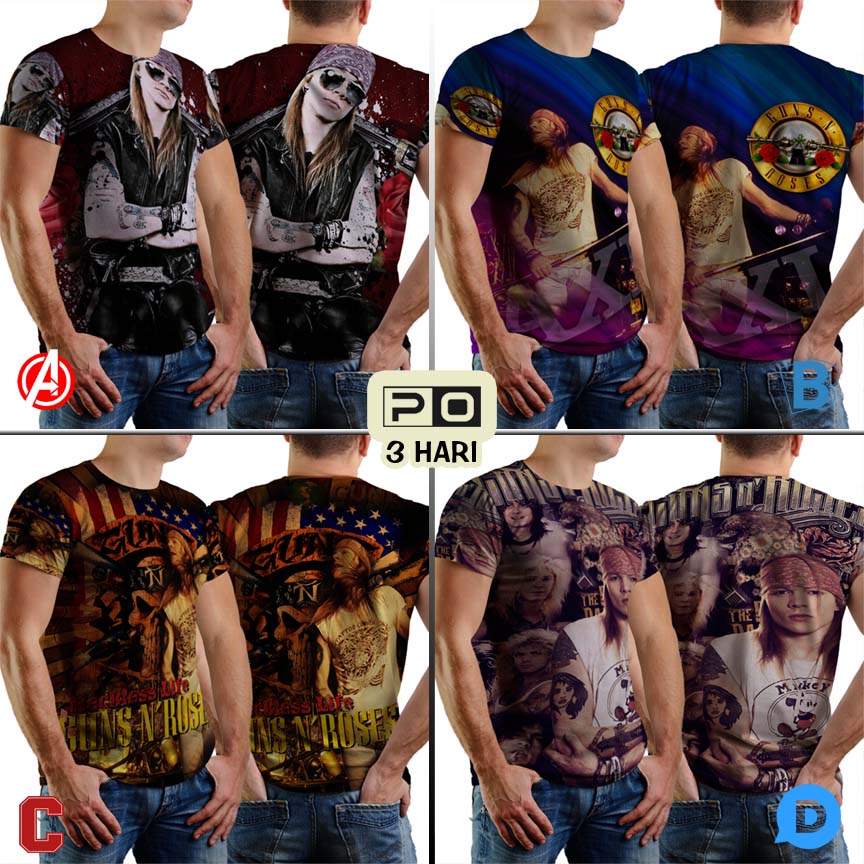 Kaos Axl Rose Guns N Roses Tshirt Fullprint Bahan Polyester Jersey