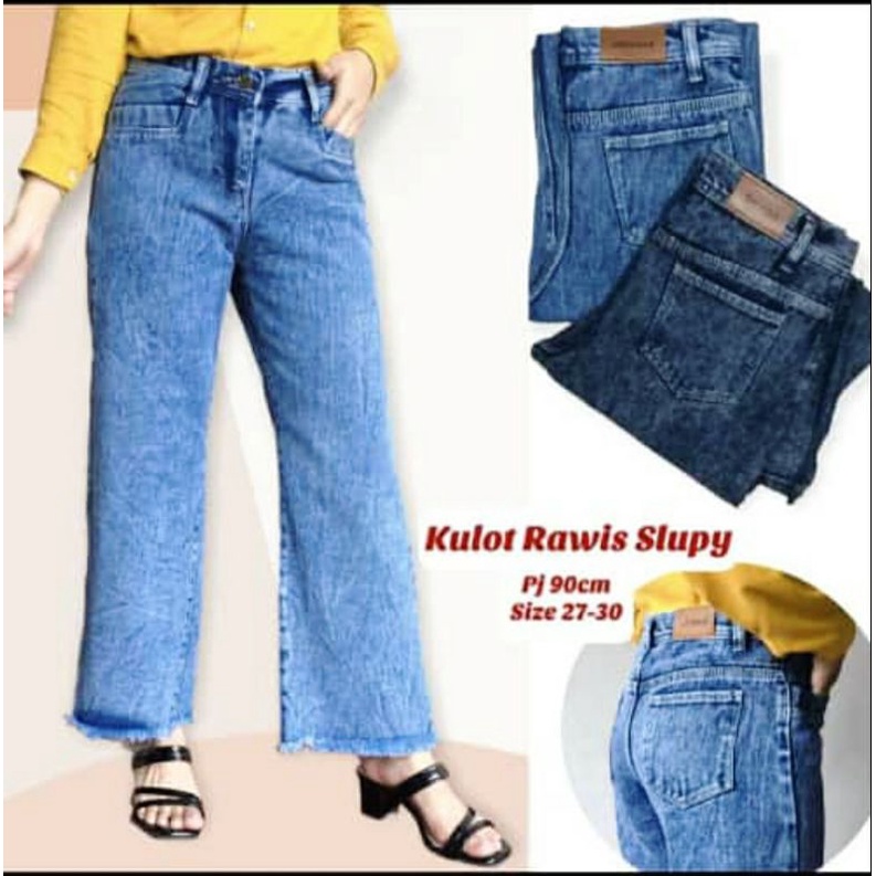 celana jeans snow kulot rawis/31-34/kulot rawis snow blue/kulot rawis snow black/celana cewek kulot 