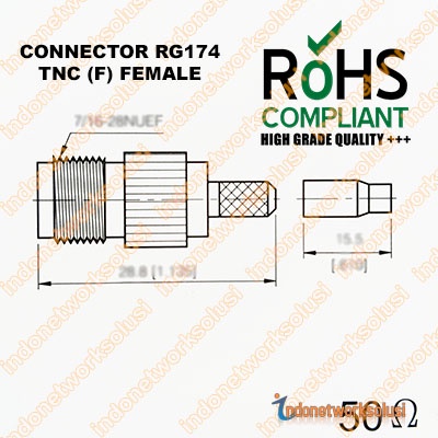 KONEKTOR CONNECTOR RG174 TNC F (FEMALE)