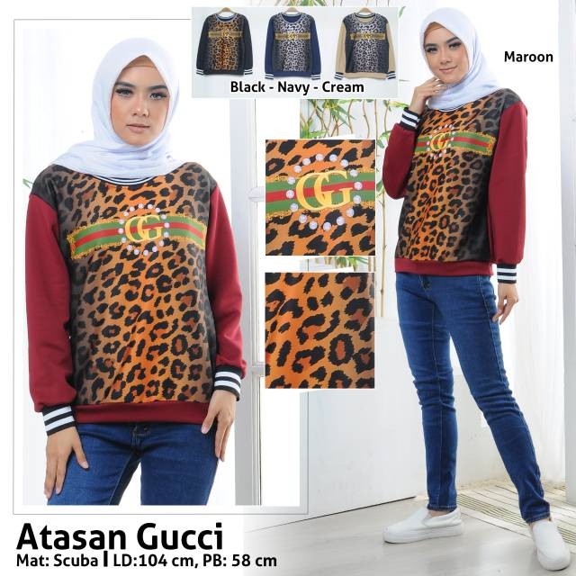 Atasan Wanita Sweater Korea Scuba Printing