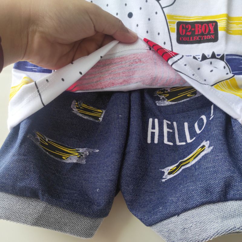 SNI Hello Bear Setelan baju celana jeans anak bayi SSL