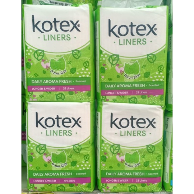 Kotex Pantyliner Daun Sirih Daily Aroma Fresh Scented Longer & Wider  32Liners