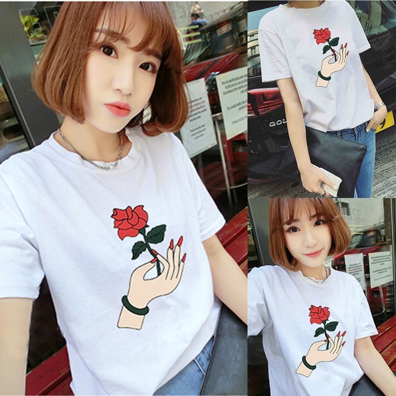  Kaos  T Shirt O Neck Lengan Pendek Casual Model Longgar 