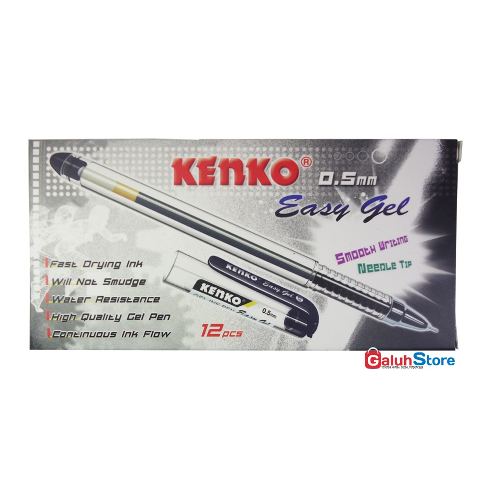 

Kenko Pulpen Easy Gel 0.5mm - Tinta Hitam 1 Box (12 pcs)