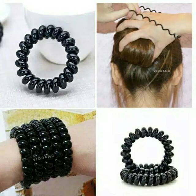 3Pcs Ikat Rambut Elastis Karet Bentuk Spiral Karet Rambut Cewek Kabel Tebal Murah Ukuran 5cm