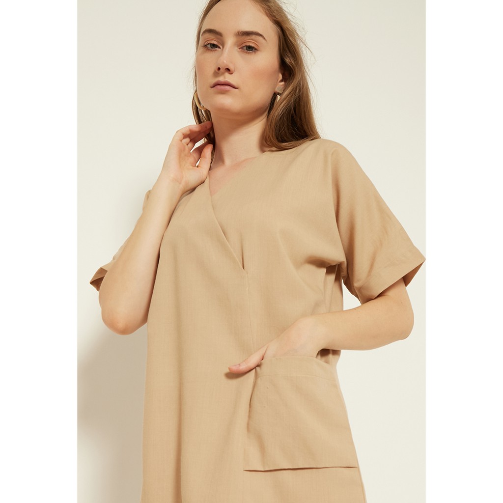 N&amp;A - SUNDAY DRESS BEIGE - Dress / Dress Wanita / Dress Sehari-Hari / Dress Korea / Pakaian Wanita