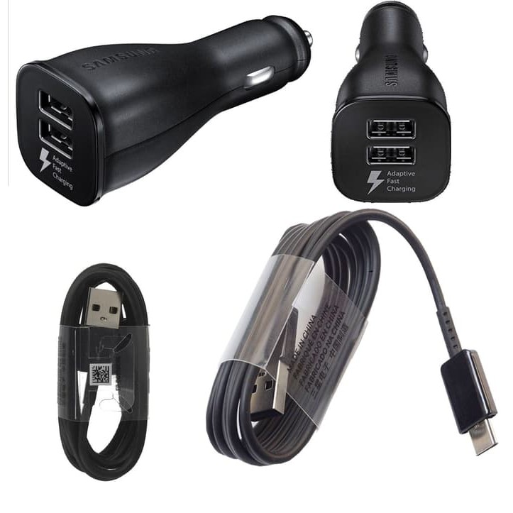 Charger Mobil Samsung Ori 2 Port TypeC A8 Note S8 S9 USB Fast Charging