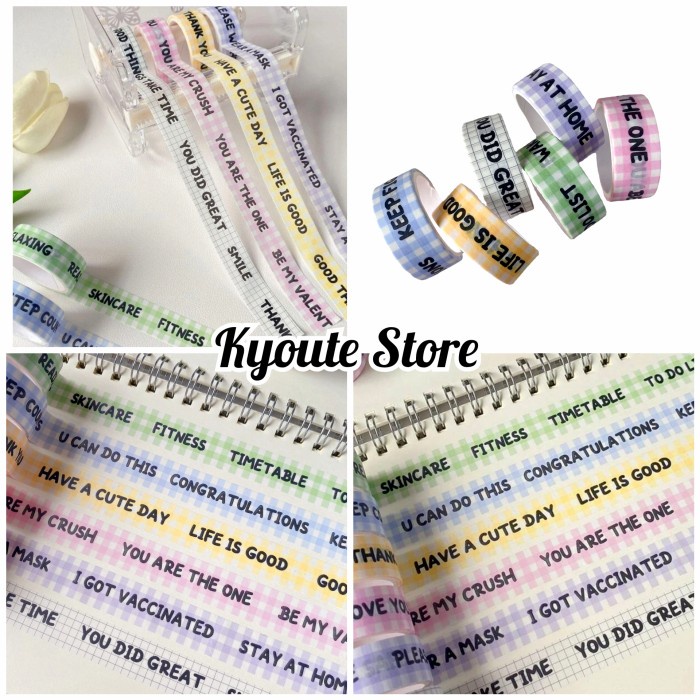 

Spesial Washi Tape / Masking Tape Selotip Gingham Headline Word Scrapbook Bujo Gilaa!!!