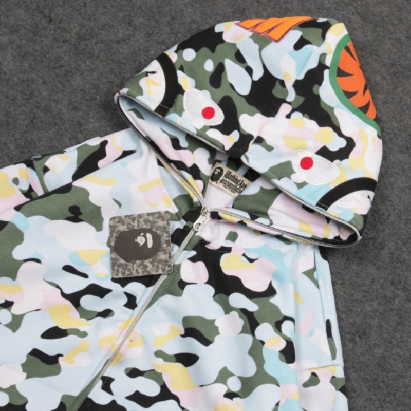 SWEATER HOODIE BAPE ZIPPER CAMO SHARK HALF FULLTAG&amp;LEBEL