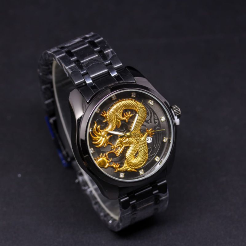 Jam Tangan Pria Rolex Naga StrapTali Rantai Tanggal Aktif