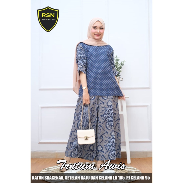 Setelan Batik Wanita Terbaru Modern Terlaris SET Baju Celana Kulot Batik Murah Ori Solo Baju Kondang