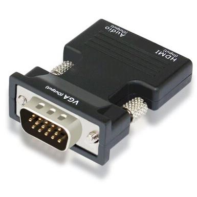 Adaptor Converter HDMI Female to VGA Male 1080P Audio Port - HV100200 - Black