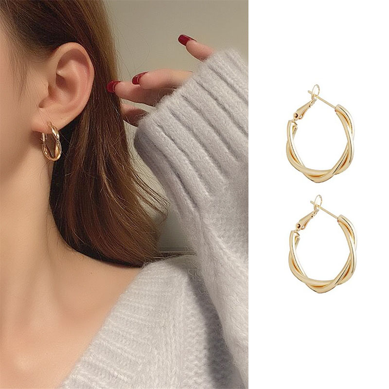 Round Gold Silver 925 Plated Earring Ear Studs Fashion Accessory