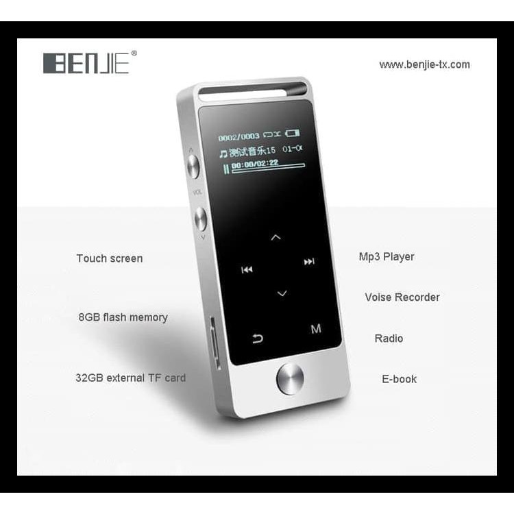 Terlaris Benjie - S5 - Mp3 Player - 8Gb - Bluetooth - Perak Termurah