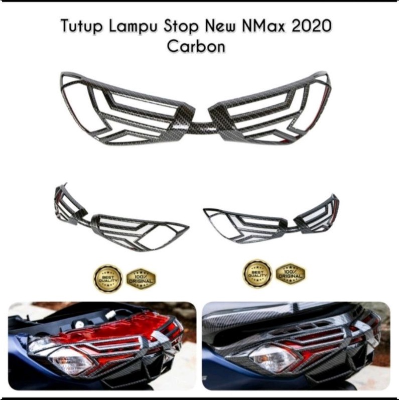 Cover Carbon Lampu Stop Belakang Nmax new2020 Cover Lampu Belakang Nmax New 2020 Karbon Model Jaring Merk Nemo Original