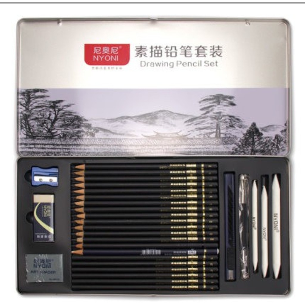 

ATK9 drawing pencil set nyoni kumplit tin case