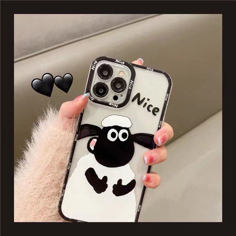 Soft Case Silikon TPU Transparan Motif Domba Cover Iphone 14 12 13 6 6S 7 8 Plus X XS XR 11 Pro Max