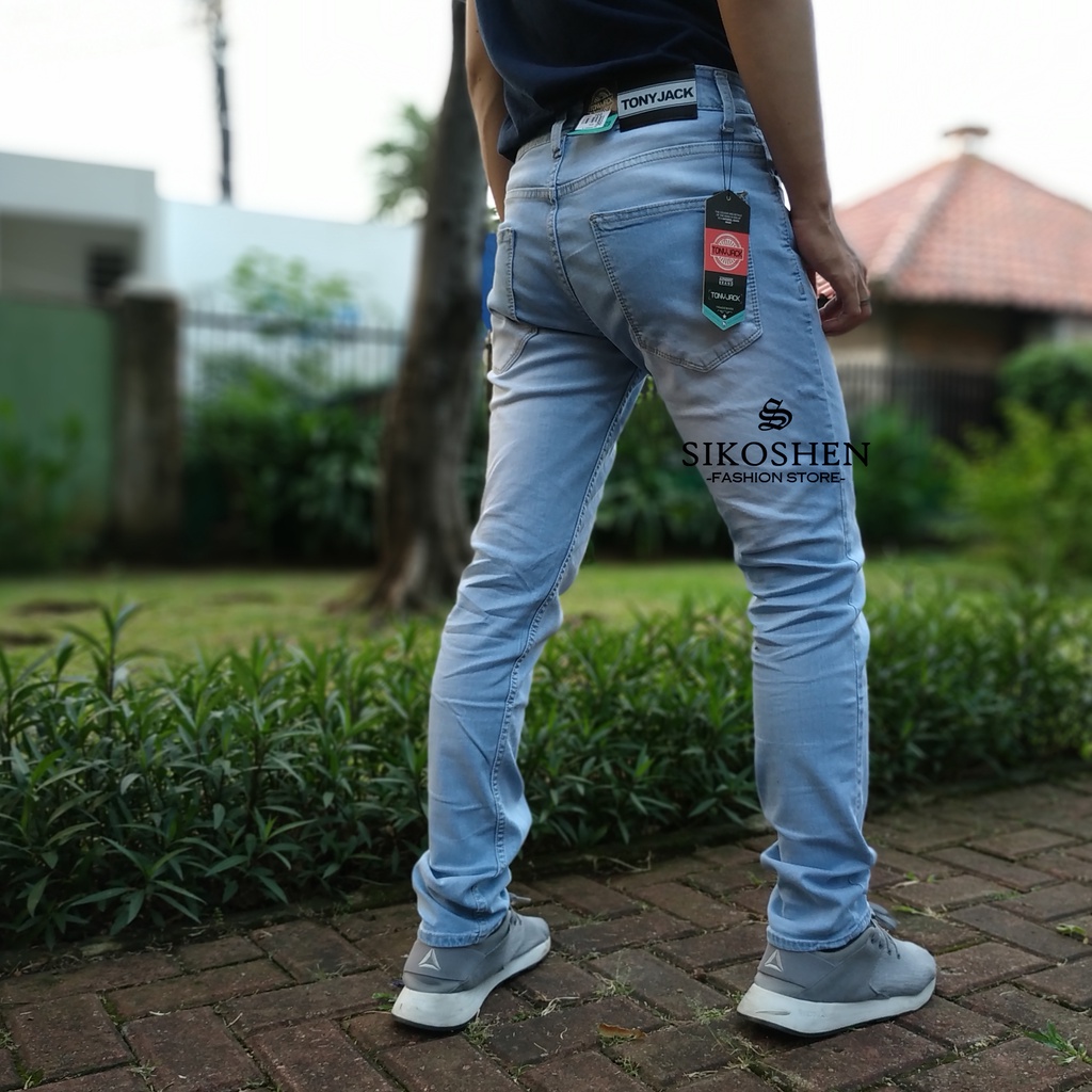 Celana Jeans Pria Original TONY JACK / Soft Jeans Panjang Biru Tua Wash