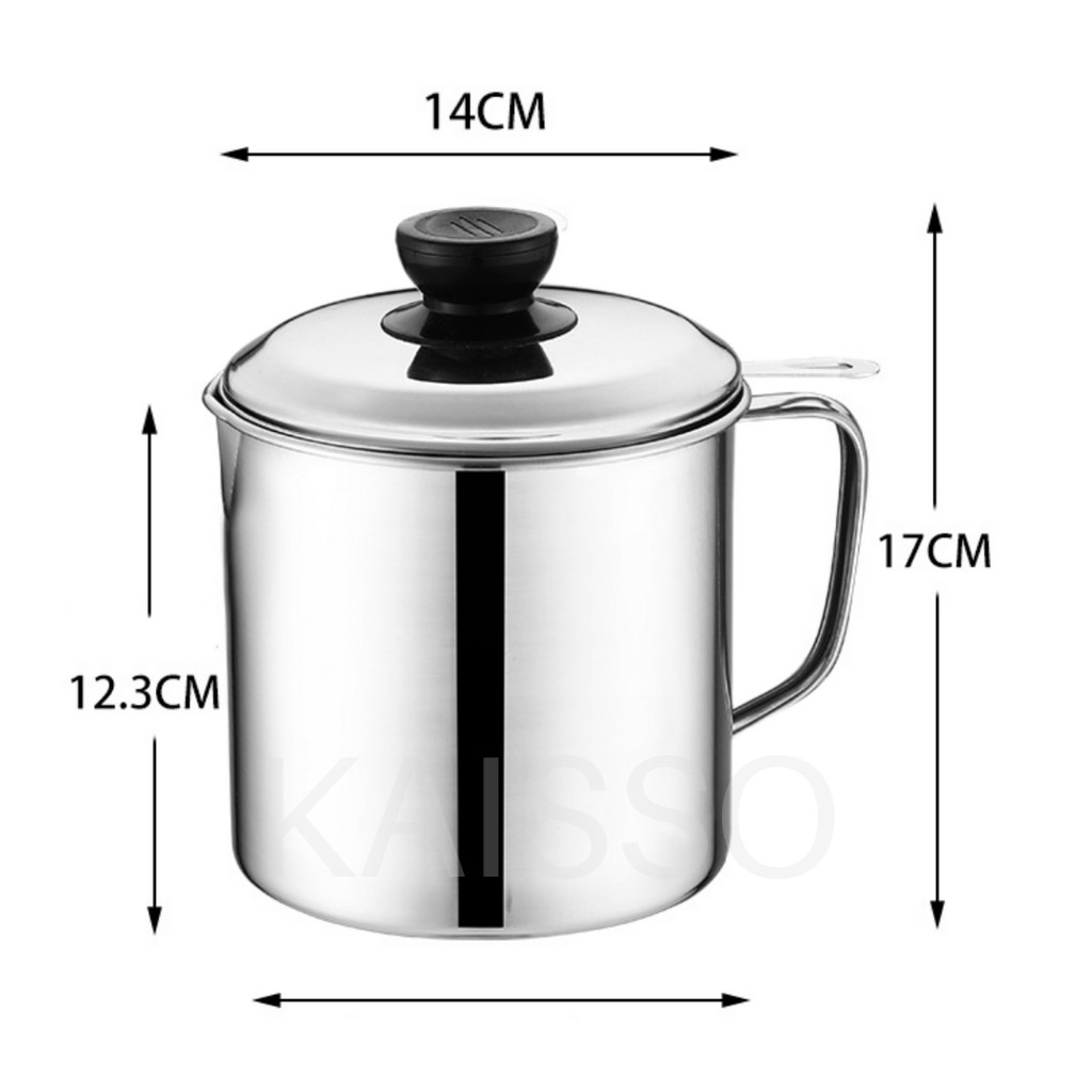 KAISSO - OIL POT SARINGAN TEMPAT MINYAK 1300ml STAINLESS STELL NO DRIP NO MESS