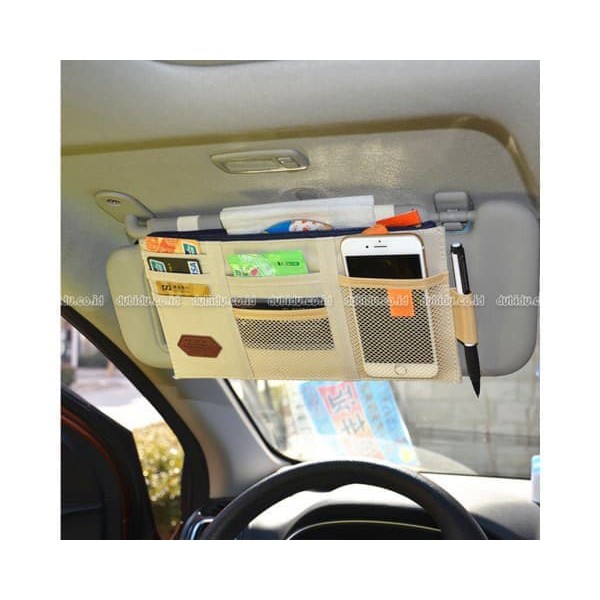 Sunvisor Car Organizer Tempat Kartu Emoney Tissue Pen Mobil Sun Visor