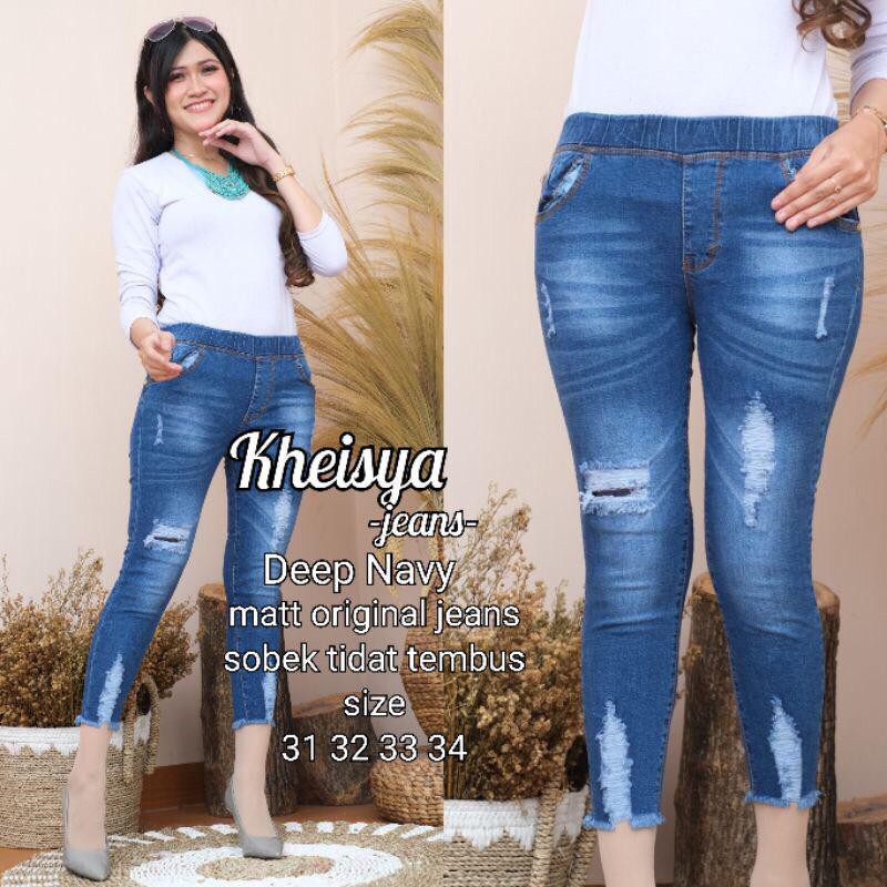 SIZE 28-42!! KHEISYA JEGGING JEANS 7/9 VARIASI SOBEK MODIS