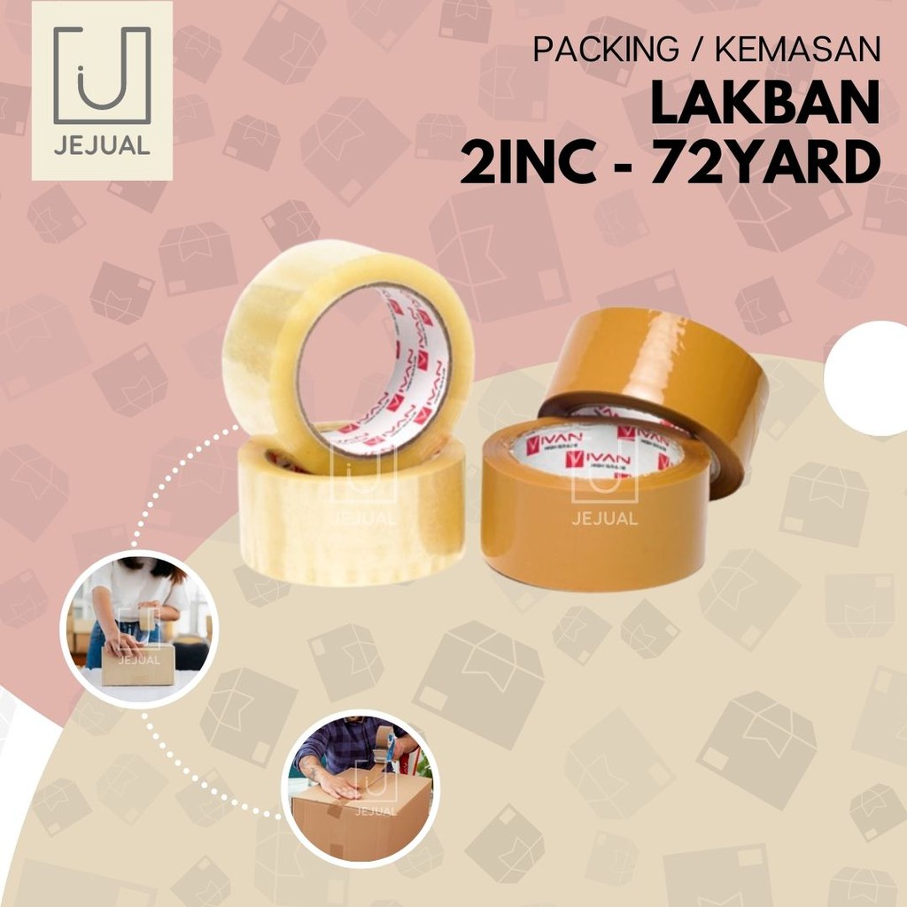 

LAKBAN Ivan 2 inchi 72 Yard x 45 mm OPP Tape 72Yx45mm 2" Isolasi/Selotip/Perekat ROLL Packing/Kemasan BENING/COKLAT