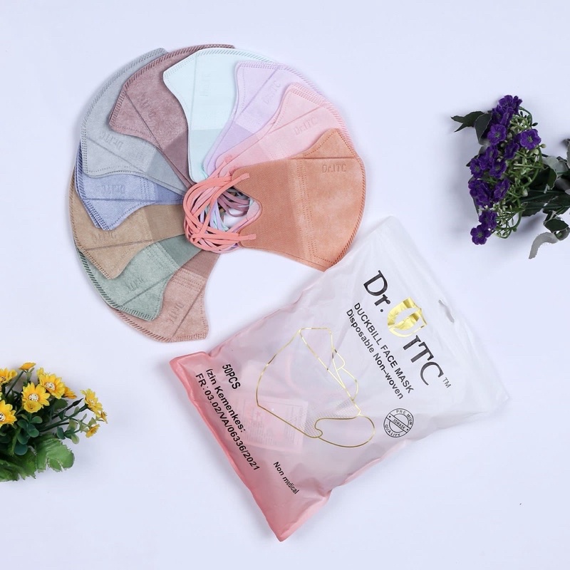 MASKER DUCKBILL WARNA WARNI SENADA TALI (50pcs)