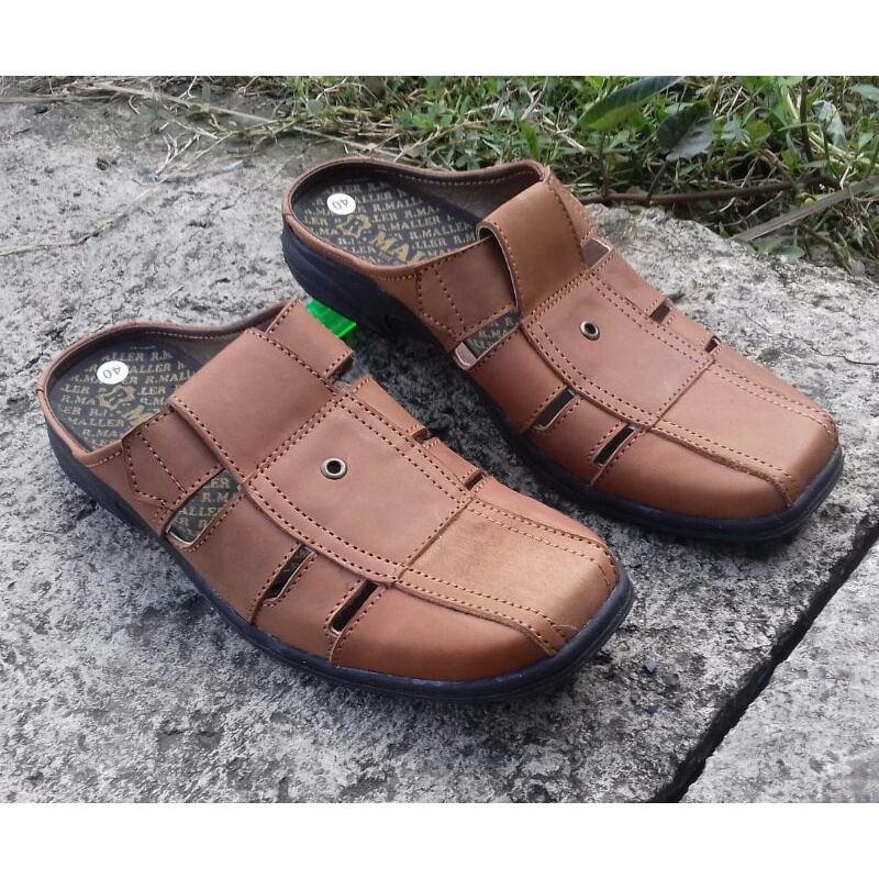 sandal pria/sandal slop pria/sandal slop kulit asli/sandal slop jari