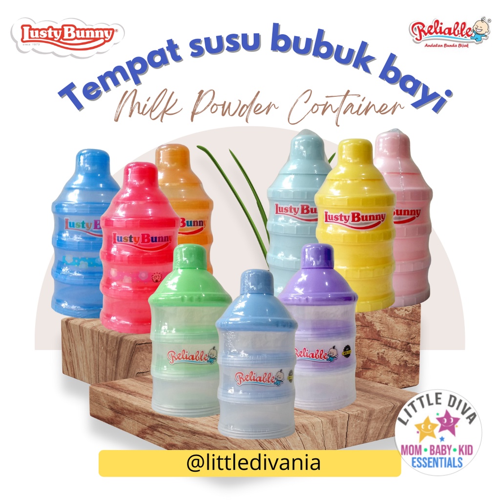 TEMPAT SUSU Bubuk Bayi Bentuk Susun LUSTY BUNNY / RELIABLE / CHN - MILK POWDER CONTAINER wadah tempat susu bubuk 3 &amp; 4 sekat