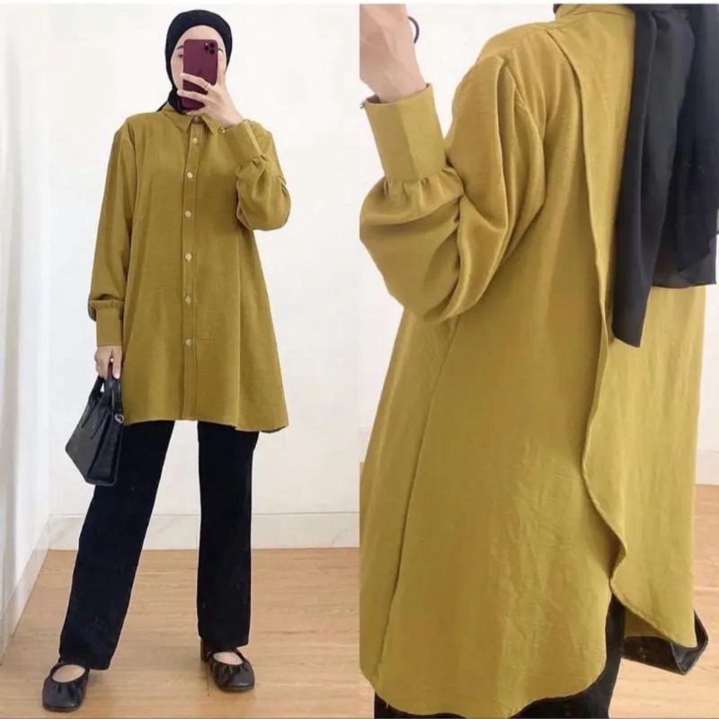 Nelka Shirt Kemeja Crinkle Wanita Kemeja Wanita Mina Blouse Crinkle