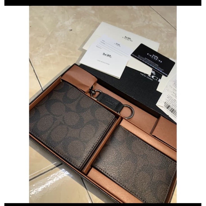 [BEST SELLER] dompet coach men wallet signature brown coklat