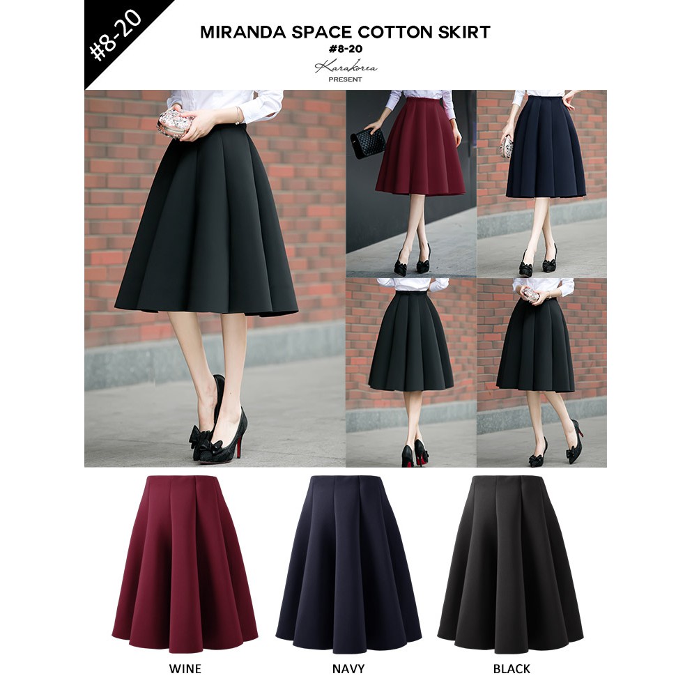 [*8-20] Miranda space cotton skirt/rok midi/rok kerja/ rok wanita