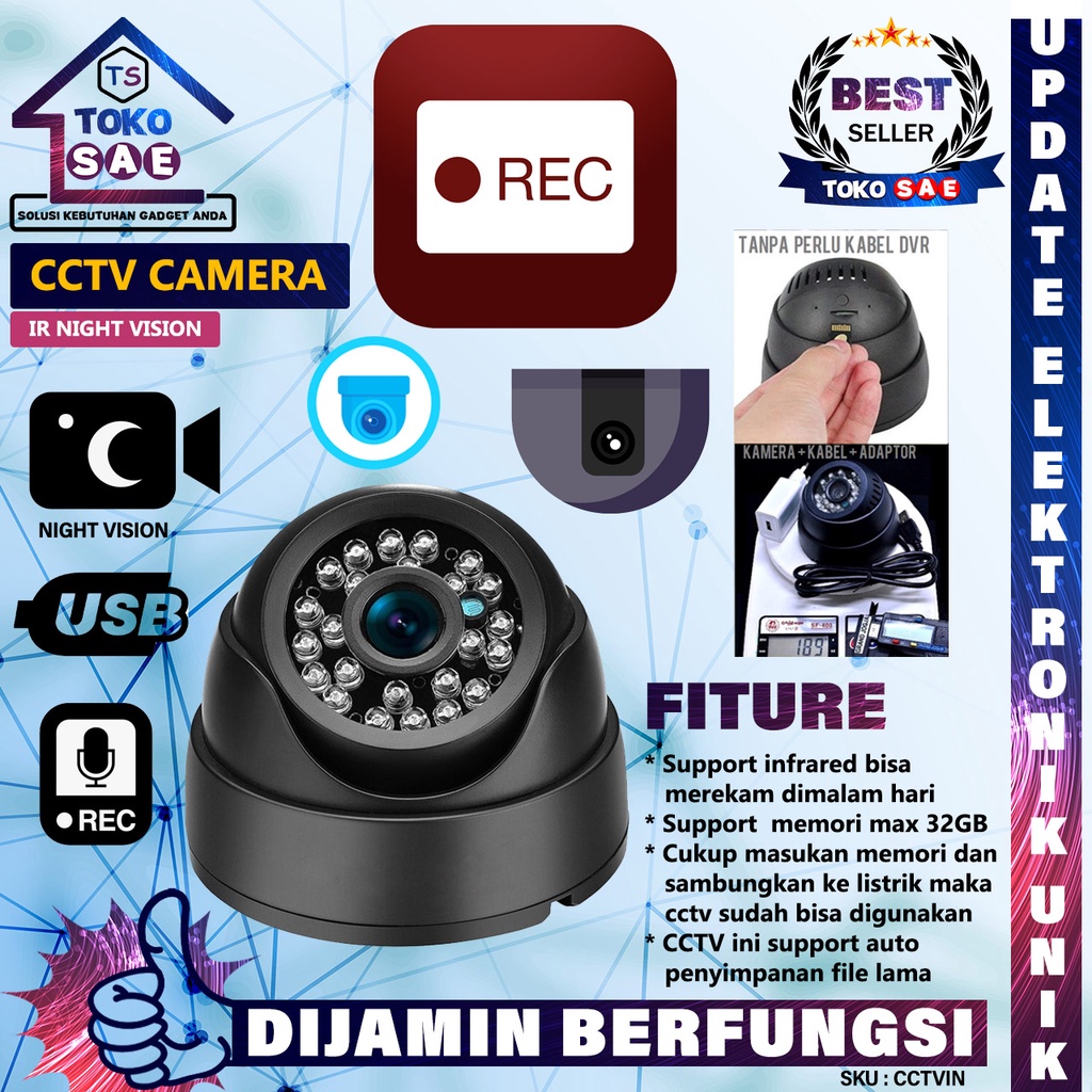 Kamera CCTV Indoor Dalam Ruangan Resolusi HD 720p CCTV Tanpa DVR Indoor CCTV Memori Micro SD Card In