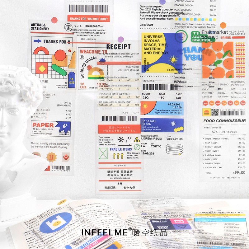 

3 Lembar/Set Sticker Deco PET Waterproof Aesthetic | Stiker Tempelan Koleksi Deco Hias Transparan Receipt Bills Flight Infeelme Scrapbook Journal Planner Diary Buku Harian Dekorasi Jurnal Lucu